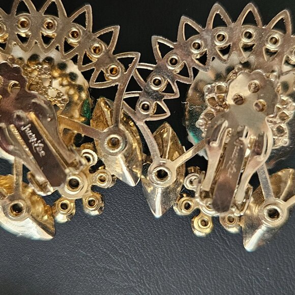 Vintage Judy Lee Jewels Emerald Green Rhinestone Brooch & Earring Set - Picture 11 of 11